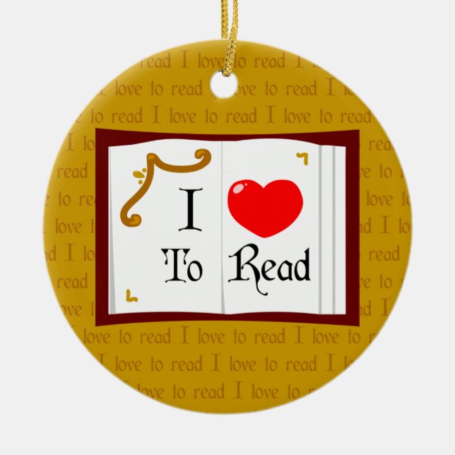 I Love To Read Ceramic Ornament (Front)