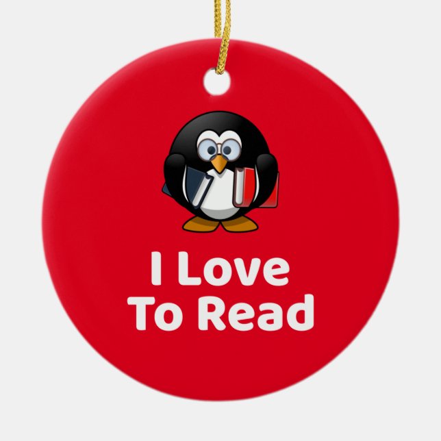 I Love To Read Ceramic Ornament (Front)