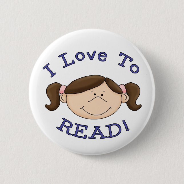 I Love to Read Girl Button (Front)