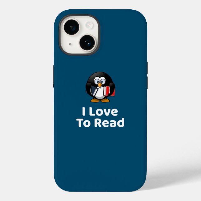 I Love To Read Penguin Funny Reading Case-Mate iPhone Case (Back)