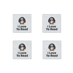 I Love To Read Penguin Funny Reading Stone Magnet