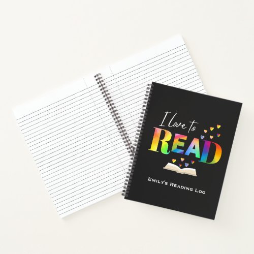 I Love To Read Reading Log Notebook