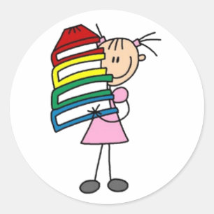 I Love To Read Stick Figure Classic Round Sticker