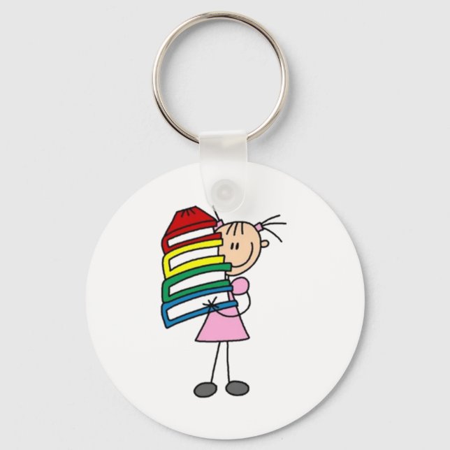 I Love To Read Stick Figure Keychain (Front)