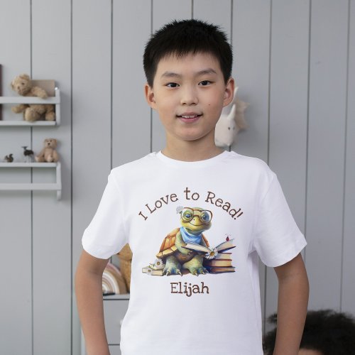 I Love to Read with Cute Baby Turtle T_Shirt