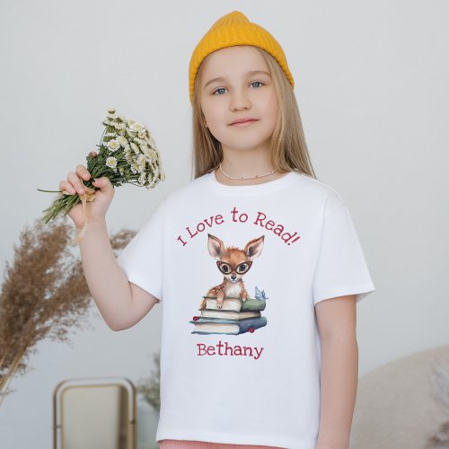 I Love to Read with Cute Fawn T_Shirt