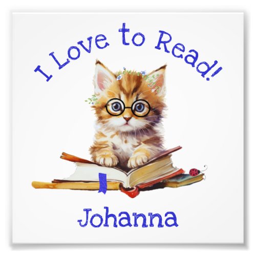 I Love to Read with Cute Kitten Photo Print