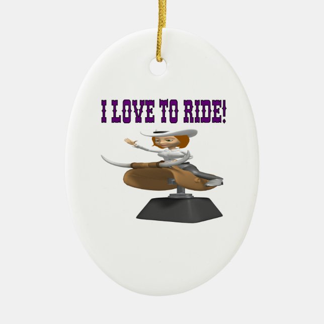 I Love To Ride 4 Ceramic Ornament (Front)
