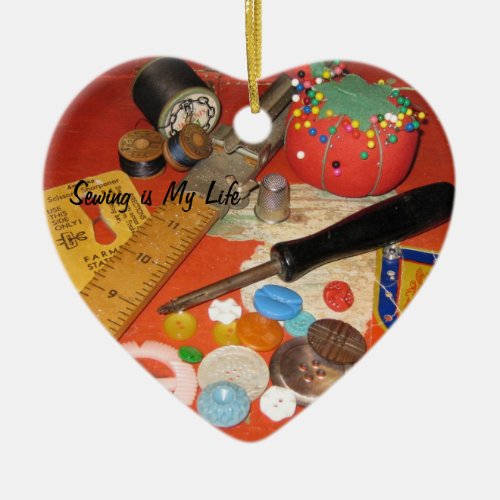 I Love to Sew Gifts Ceramic Ornament