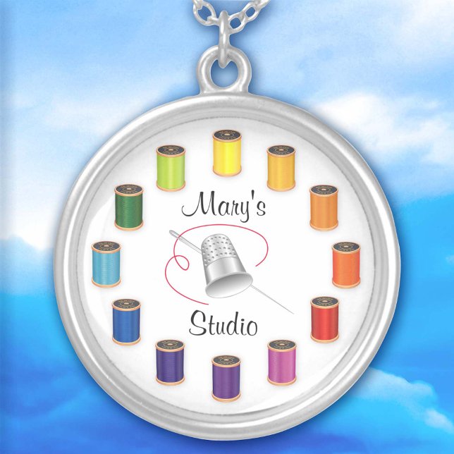 I Love to Sew  Silver Plated Necklace (I Love to Sew Silver Plated Necklace. Customize your text. A thoughtful gift!)