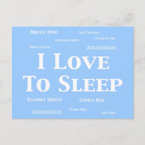 I Love To Sleep Gifts Postcard