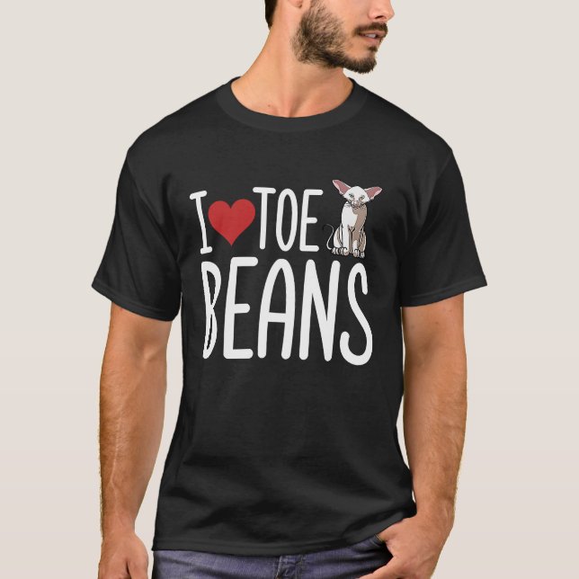 I Love Toe Beans  Oriental Shorthaired Cat T-Shirt (Front)
