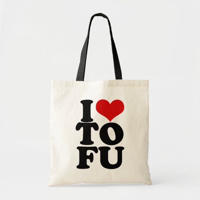 I Love Tofu Funny Vegan humor Tote Bag (Front)