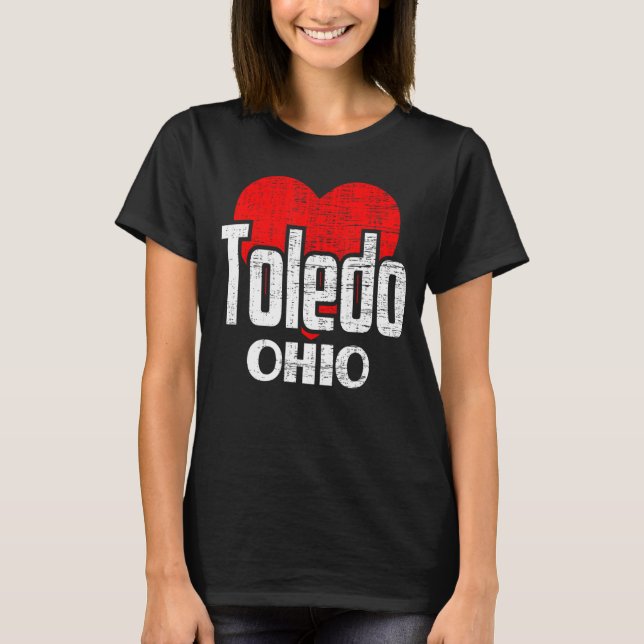 I Love Toledo Ohio Retro Big Heart Toledo Vacation T-Shirt (Front)