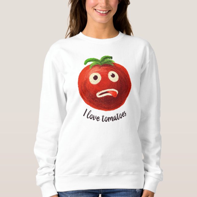 I Love Tomatoes Kawaii Funny Vegetable Sweatshirt (Front)