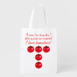 I love tomatoes! Multilingual Reusable Grocery Bag