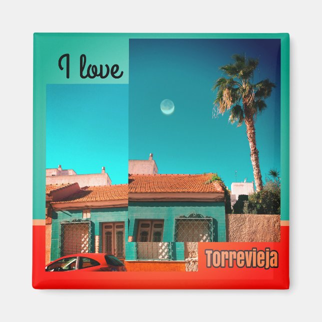 I Love Torrevieja in Orange and Turqoise Magnet (Front)