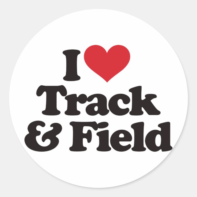 I Love Track and Field Classic Round Sticker (Front)