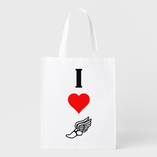 I Love Track and Field I Heart Running Vertical Grocery Bag