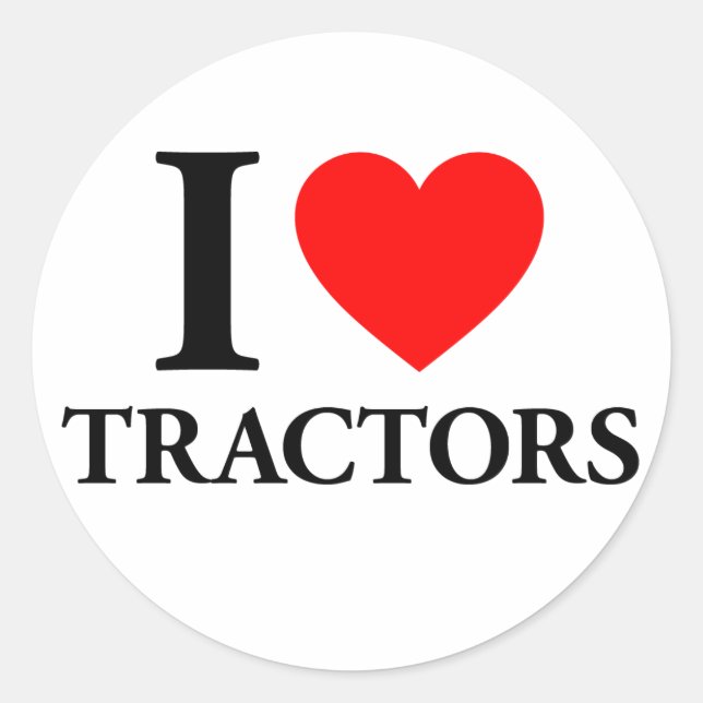 I Love Tractors Classic Round Sticker (Front)