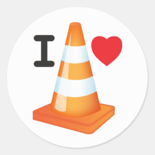 I Love Traffic Cones Orange White Cone Commuter Classic Round Sticker
