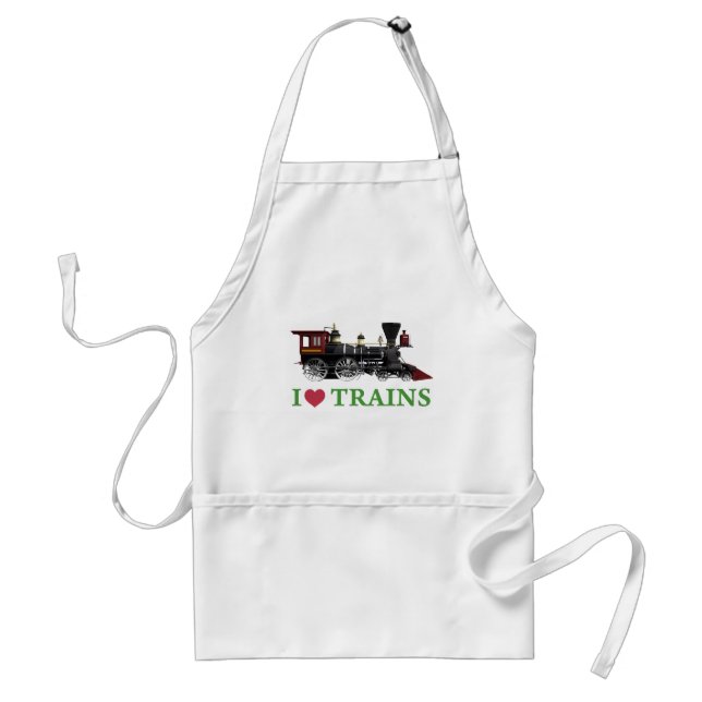 I Love Trains Adult Apron (Front)