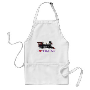 I Love Trains Adult Apron