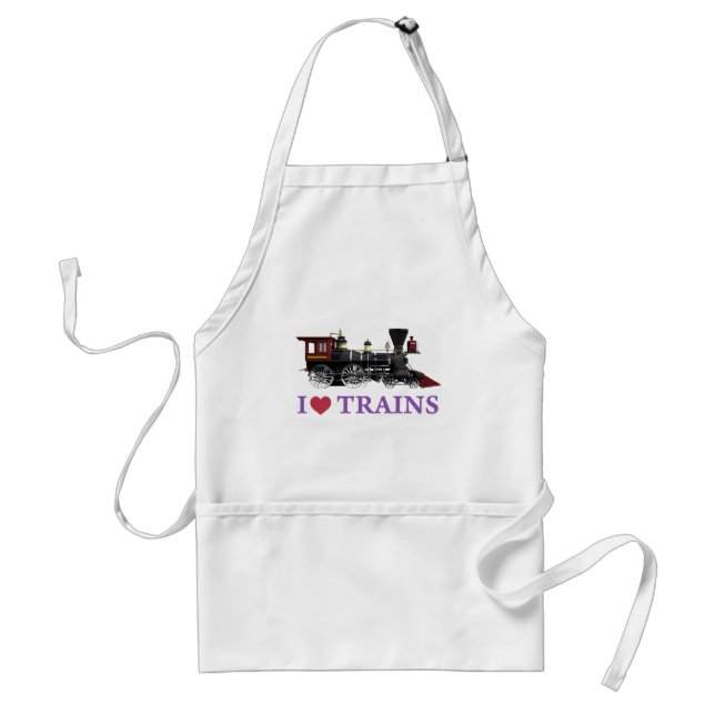 I Love Trains Adult Apron (Front)