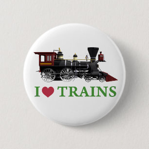 I Love Trains Button