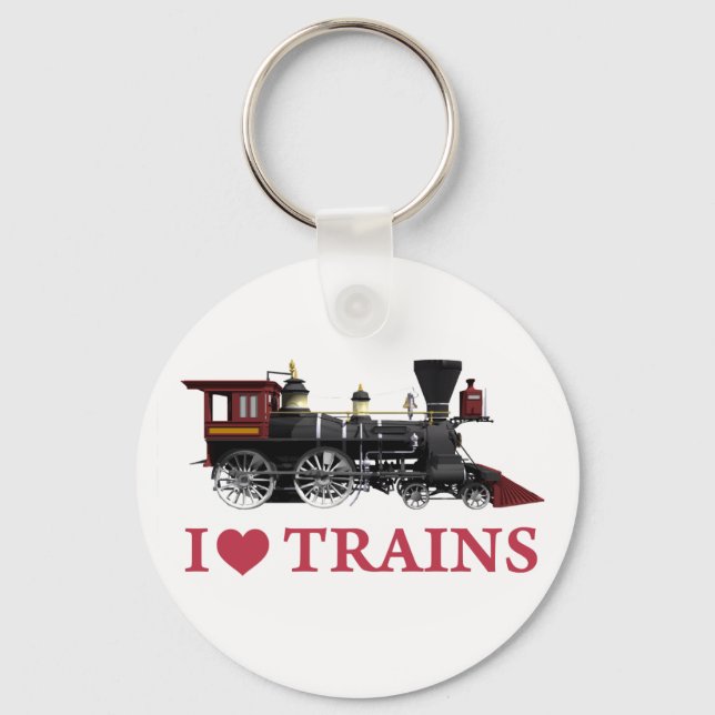 I Love Trains Keychain (Front)
