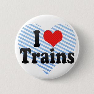 I Love Trains Pinback Button
