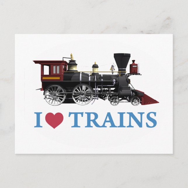 I Love Trains Postcard (Front)
