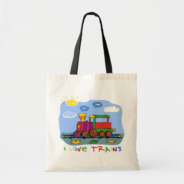 I Love Trains Tote Bag (Front)