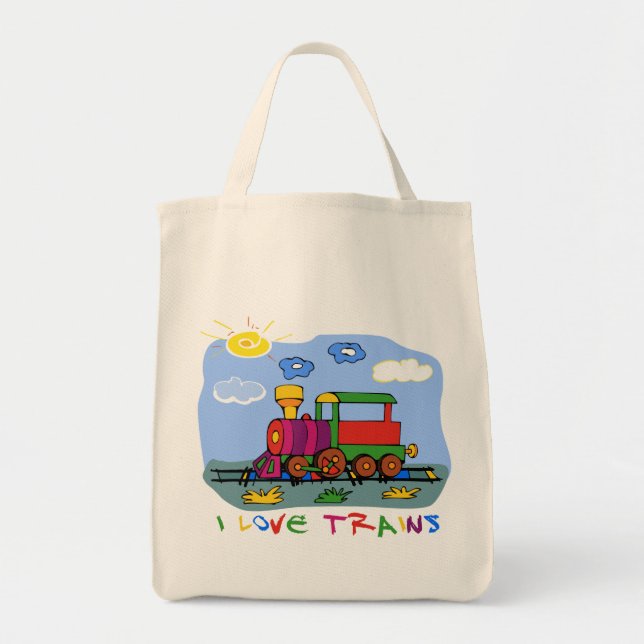 I Love Trains Tote Bag (Front)