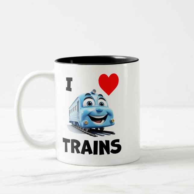I love trains Two-Tone coffee mug (Left)