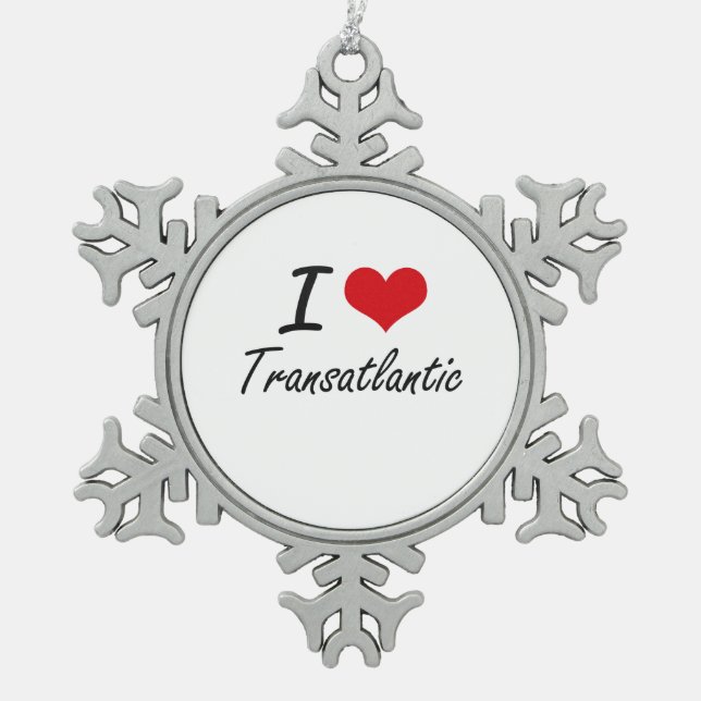 I love Transatlantic Snowflake Pewter Christmas Ornament (Front)