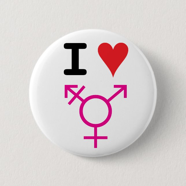 I Love Transgender Pinback Button (Front)