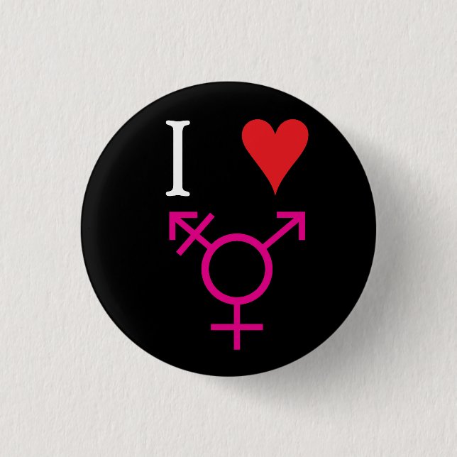 I Love Transgender Pinback Button (Front)