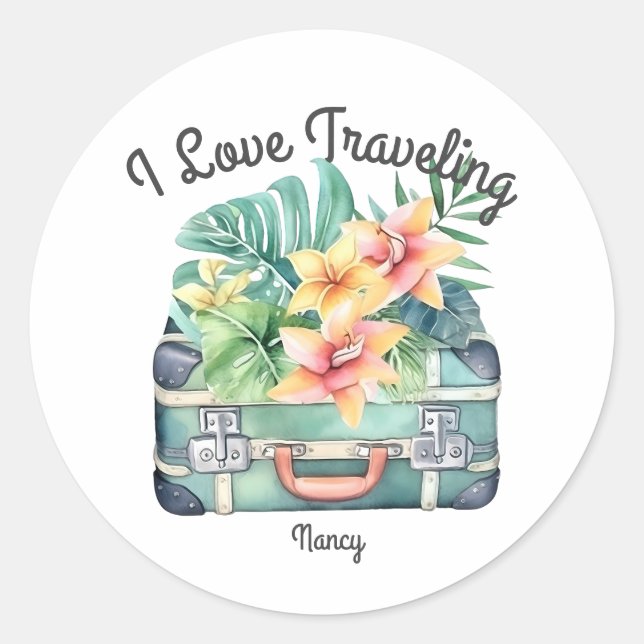 I love Traveling Classic Round Sticker (Front)
