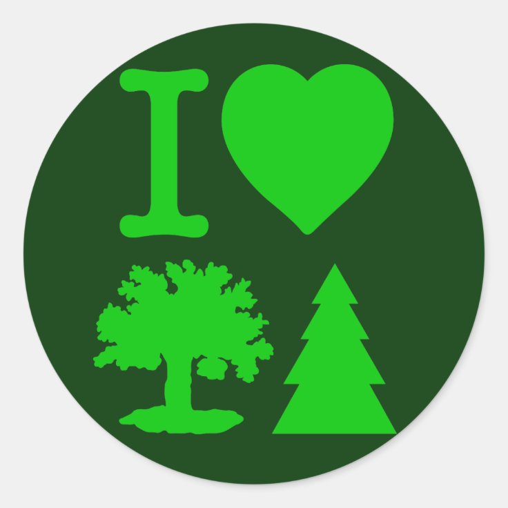 I Love Trees Classic Round Sticker Zazzle