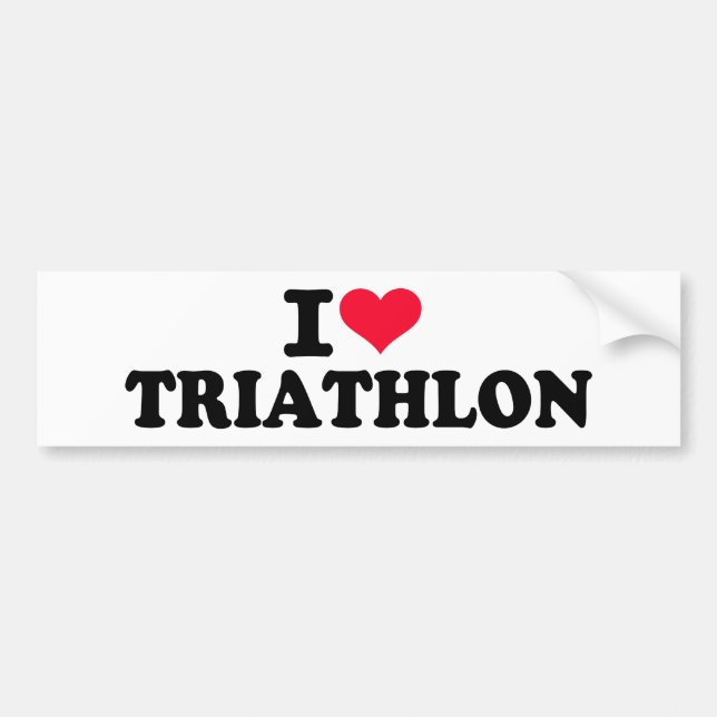 I love Triathlon Bumper Sticker (Front)