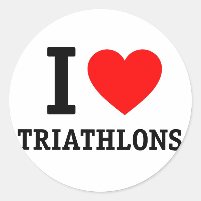 I Love Triathlon Classic Round Sticker (Front)