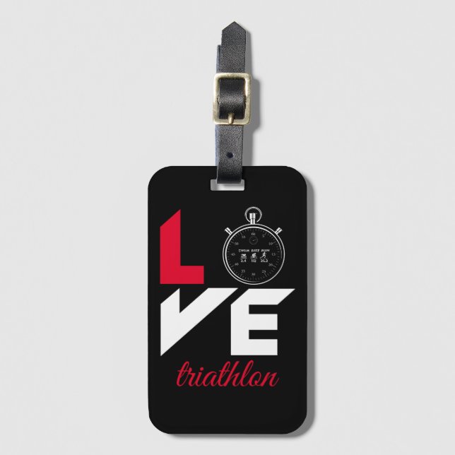 I love triathlon luggage tag (Front Vertical)