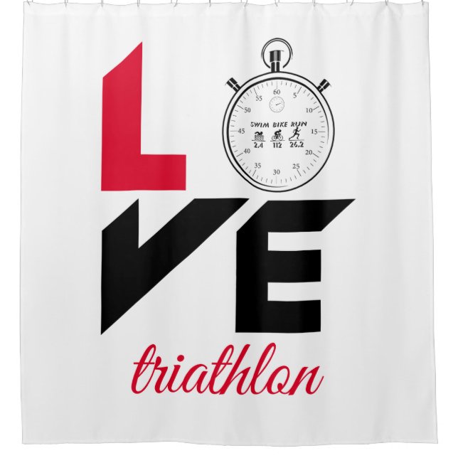 I love triathlon shower curtain (Front)