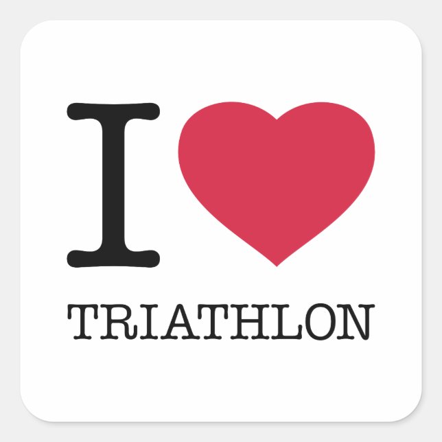 I LOVE TRIATHLON SQUARE STICKER (Front)