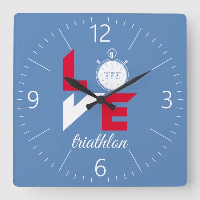 I love triathlon square wall clock (Front)