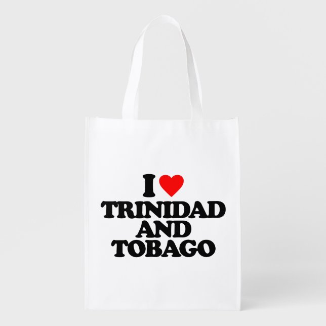 I LOVE TRINIDAD AND TOBAGO REUSABLE GROCERY BAG (Front)