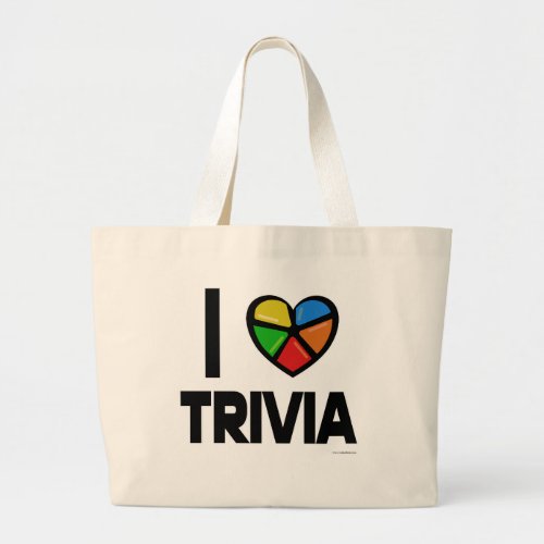 I Love Trivia Fun Epic Game Night Fun Logo Large Tote Bag