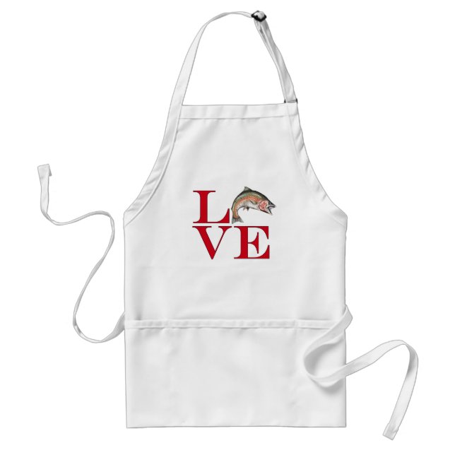 I Love Trout Adult Apron (Front)
