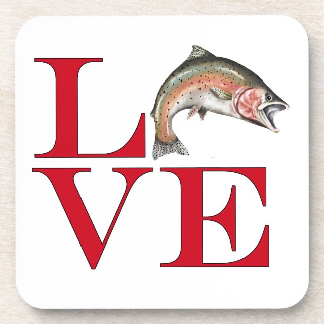 I Love Trout Beverage Coaster (Front)